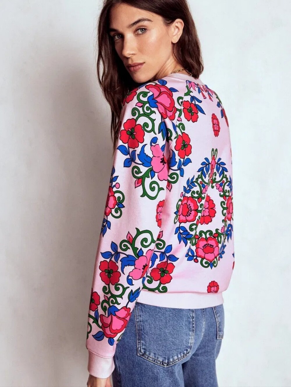 Boden Pink Floral Print Sweatshirt - Picture 2 of 12